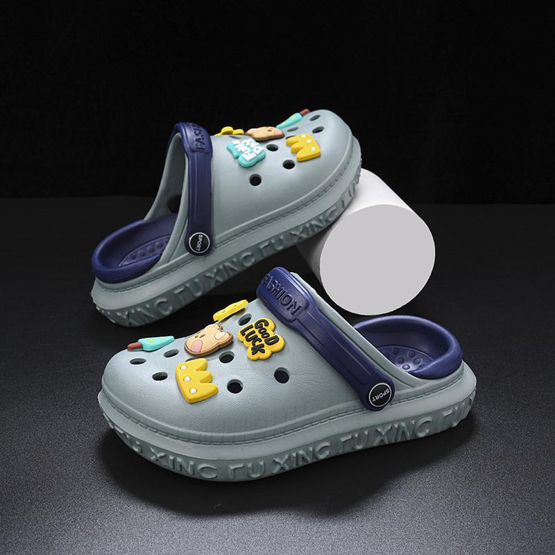 

Premium Boys Quality Eva Summer Sandals With Breathable Holes And Cartoon Patterns For Outdoor Fun And Beach Days In Multiple Si Dark Blue,26