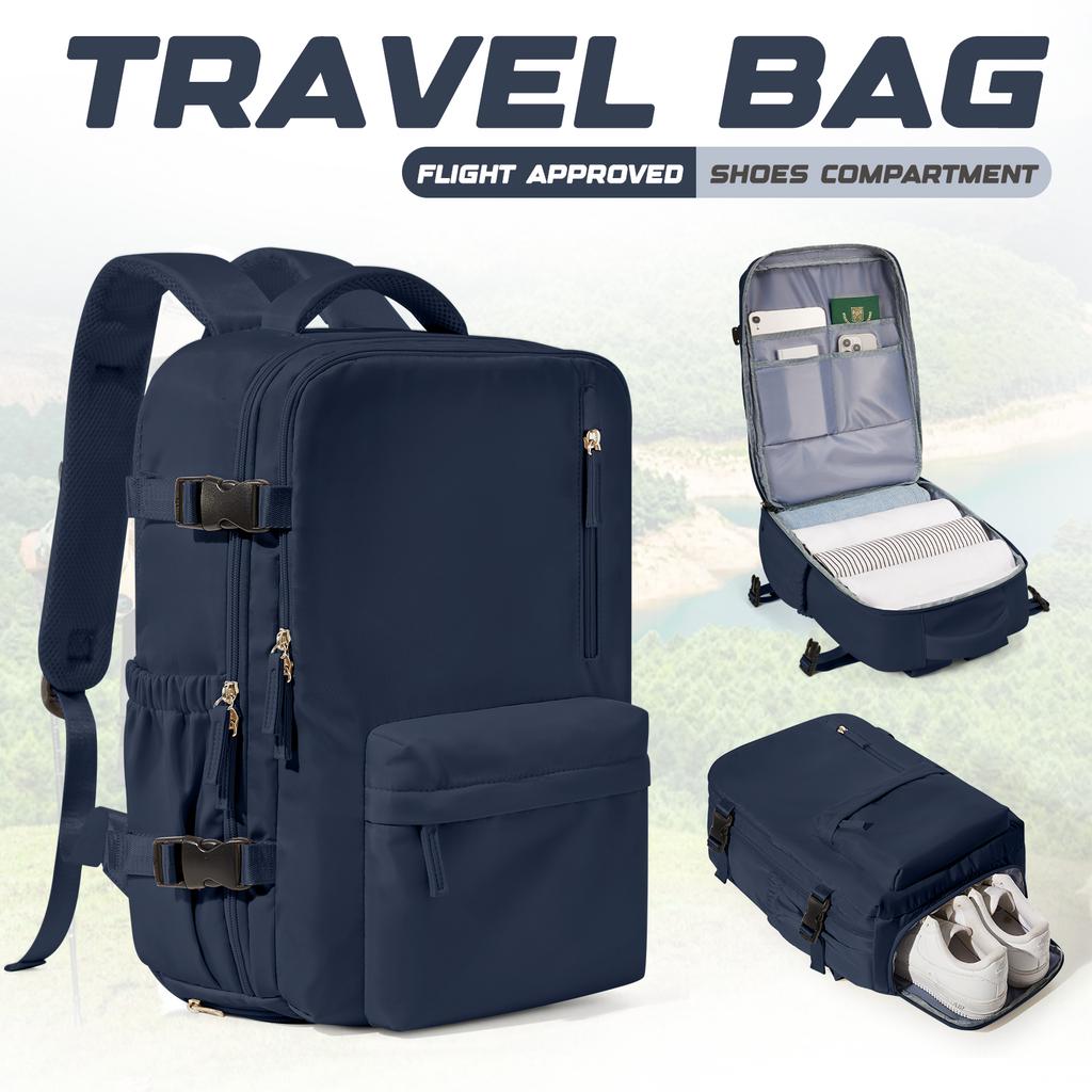 Waterproof Travel Backpack With Shoe Compartment Adjustable Straps, Laptop Backpack &School Bag For Men Women, Casual Travel Bag