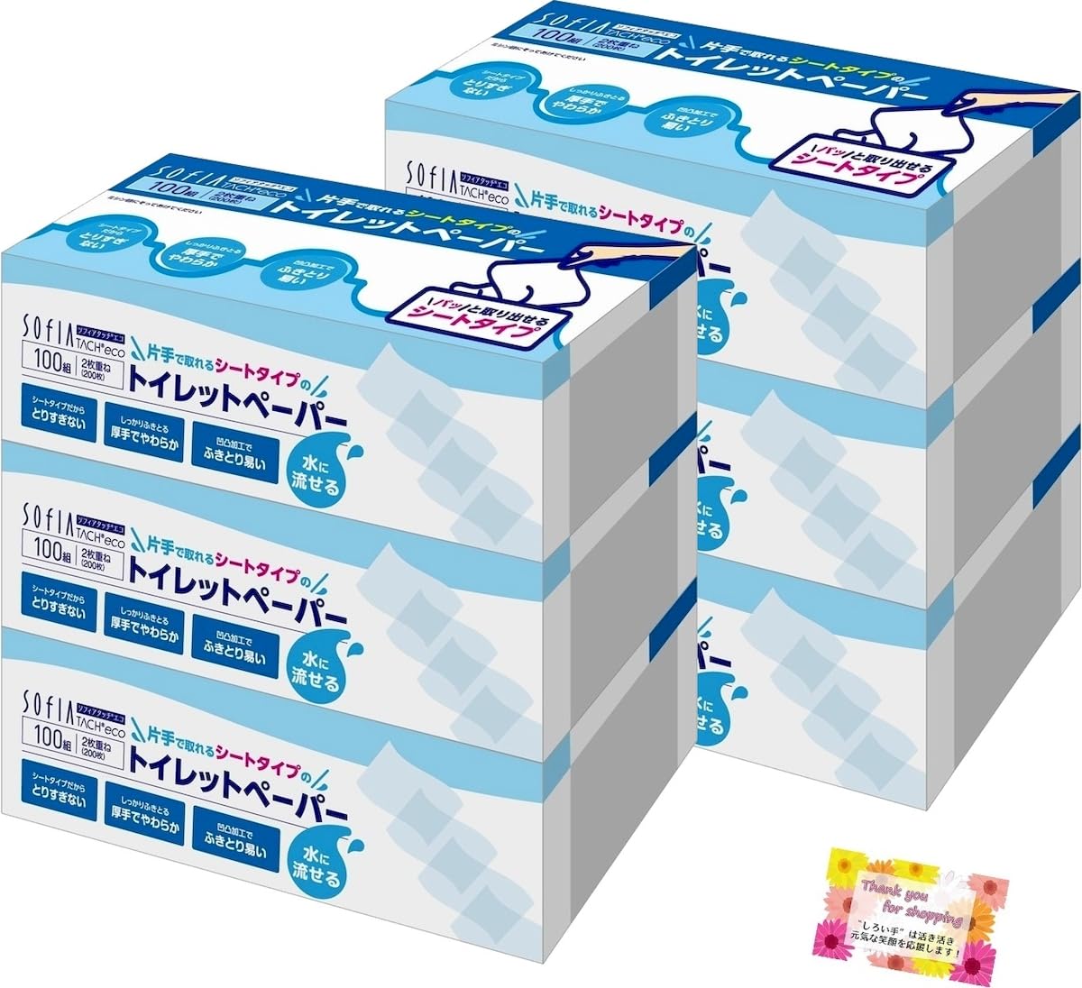 

Sophia Touch Eco Sheet Toilet Easy to Remove with One Thick and Easy to 100 Sheets 3 Boxes Paper, Hand, Soft, Wipe, (200 Double-Ply Sheets), (2)