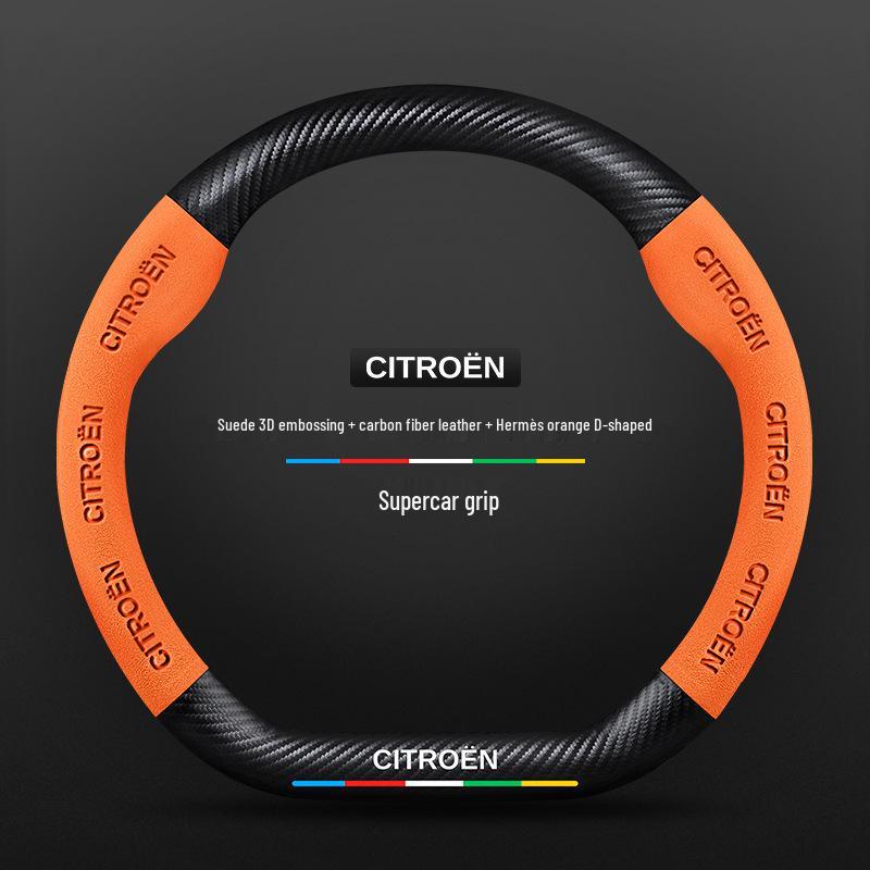 Universal Non-Slip Suede Steering Wheel Cover for Citroen: All-Season, Breathable Design for Men and Women