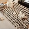 Simple Plush Thousand Bird Grid Sofa Cover Integrated Full Coverage Protective Cushion Sleeve Fashion Cotton Decor Couch Mat