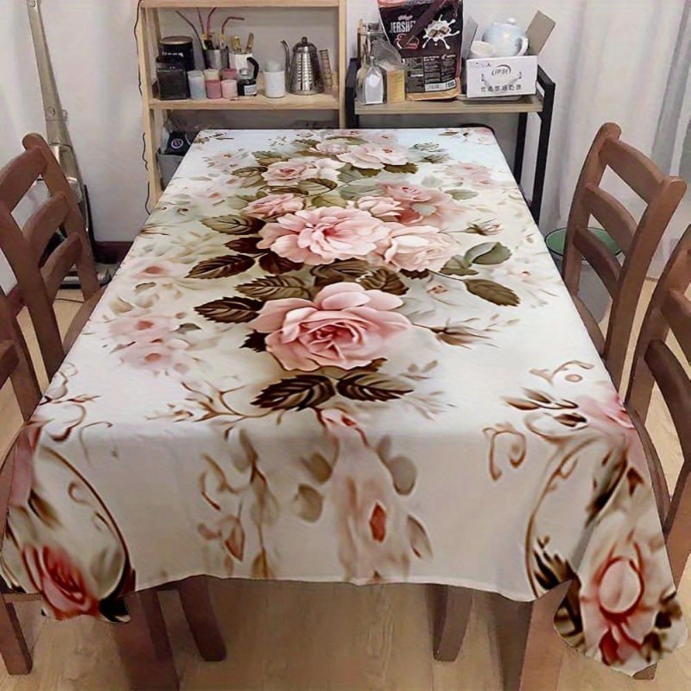 Tablecloth 1 Piece 2D Flat Pink Printed Tablecloth Suitable for Picnics, Camping and Weddingszyc