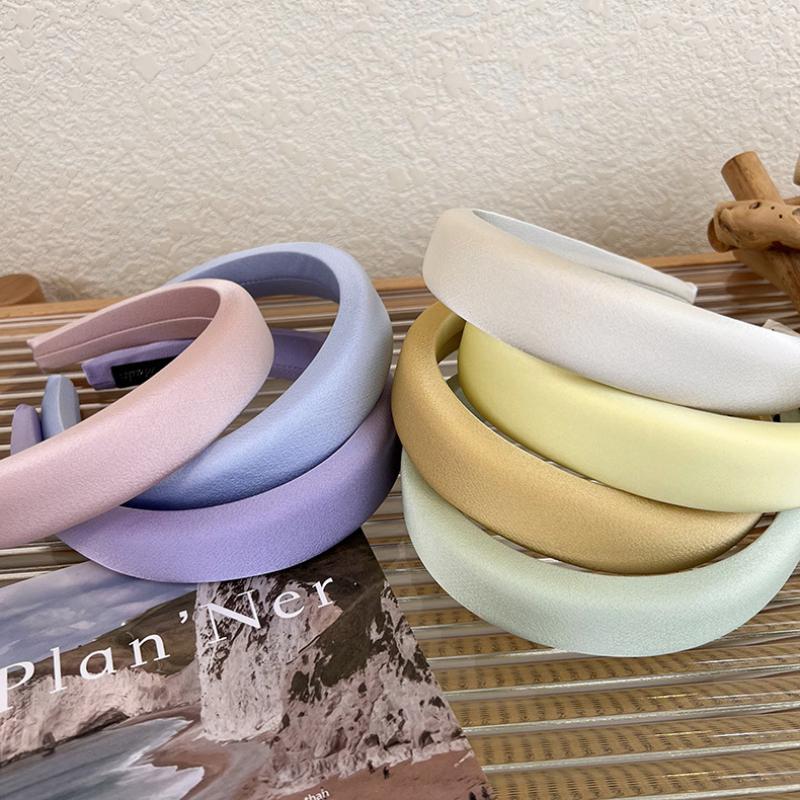 Spring/Summer New Satin Glossy Sponge Wide Hair Hoop Womans Fashion Elegant  Headband Wash Face Hair Band Female Headdress