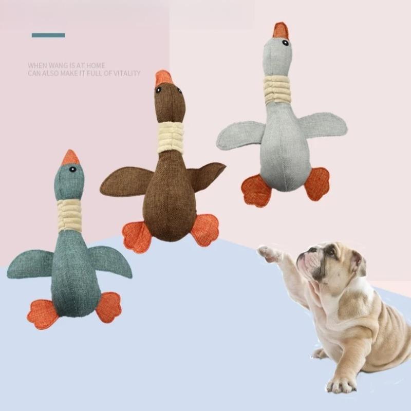 1Pcs Durable Goose Squeaky Chew Toys for Dogs and Cats Teeth Cleaning Pet Supplies Cute Safe Material Sturdy