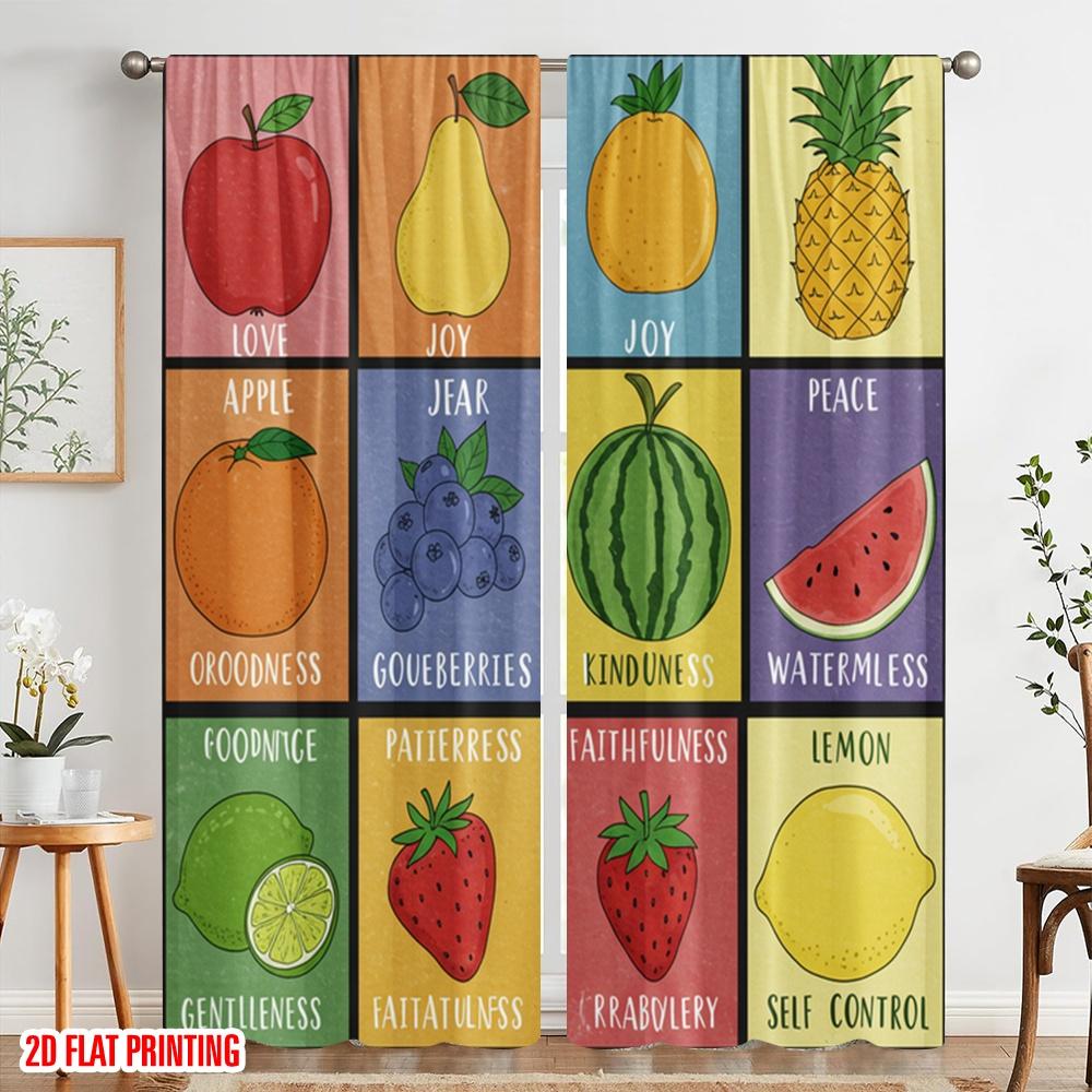 2pcs 2D flat printing Window Treatment Curtains The Fruit of the Spirit Polyester Without Electricity 0 Perfect for Decorations
