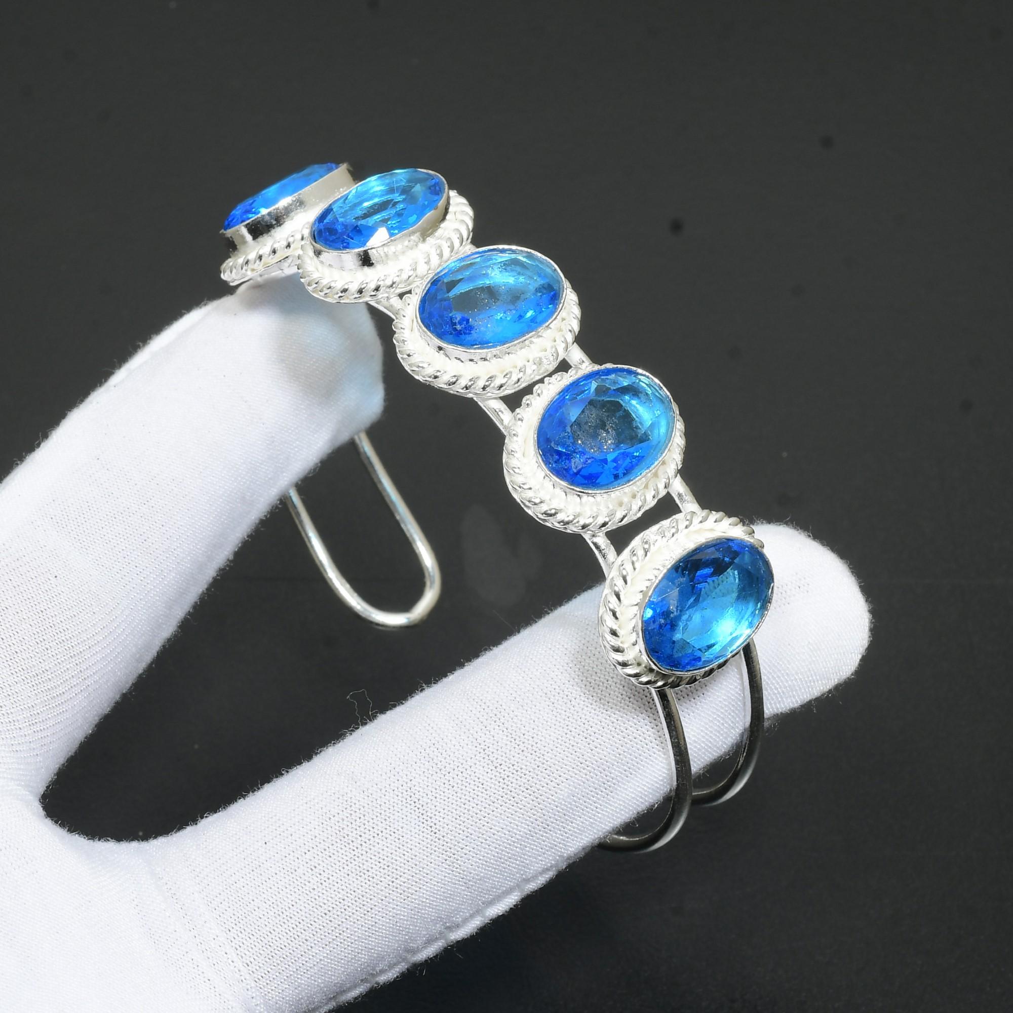 

Браслет из стерлингового серебра 925 пробы с драгоценными камнями ручной работы, серебряный браслет с драгоценными камнями, браслет ручной работы с драгоценными камнями для подарков, браслет для женщин