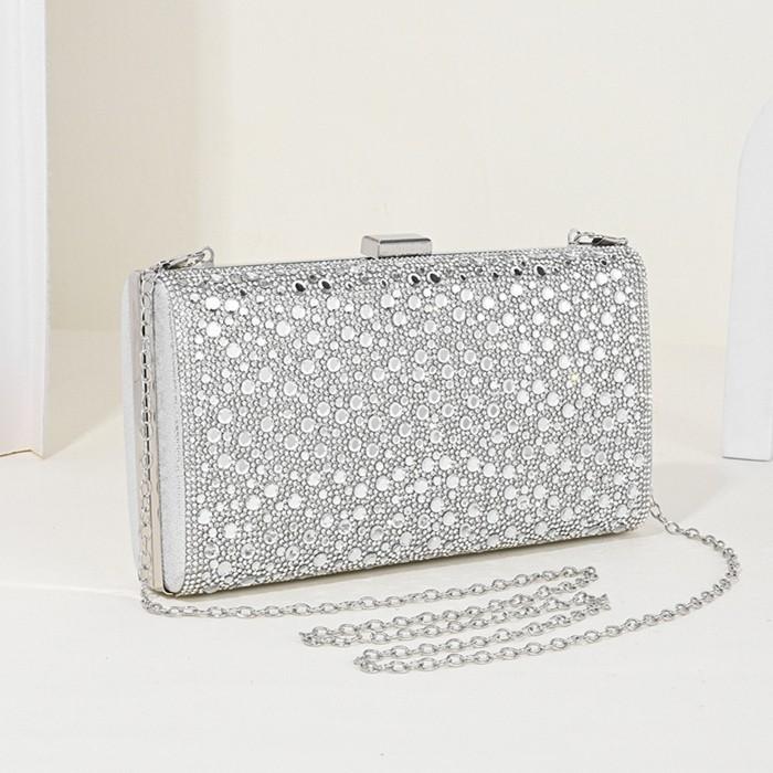 Ladies Evening Bags Clutch Bag Elegant Shiny Hard Metal Buckle Wedding Bridal Dress Evening Bag Banquet Party Handbags
