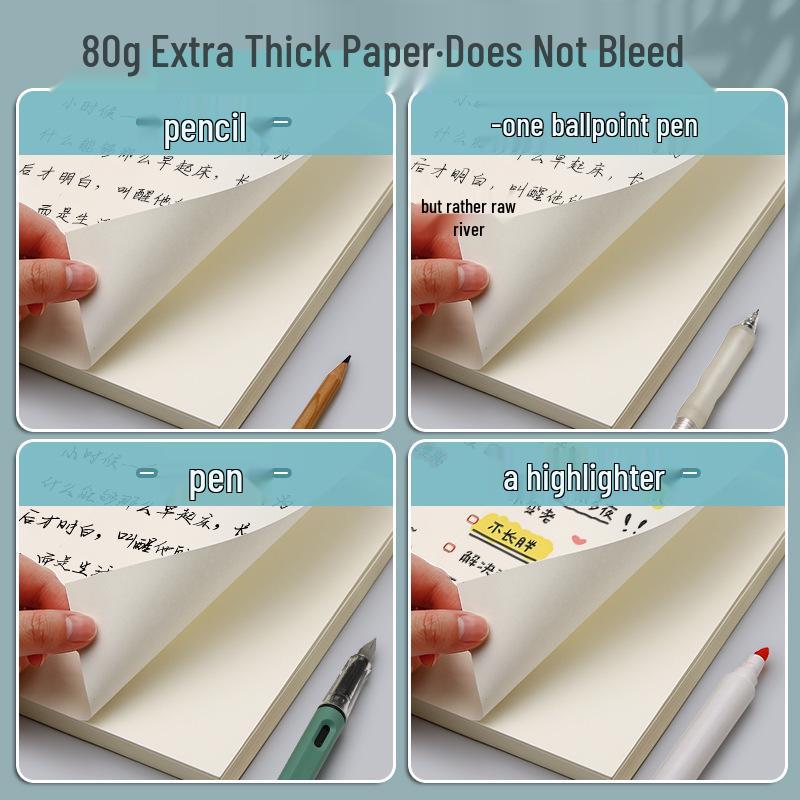 Caderno A4 Extra Grosso em Couro de Vaca Vintage – Opções em Branco, Pautado e Quadriculado, Diário de Registros B5