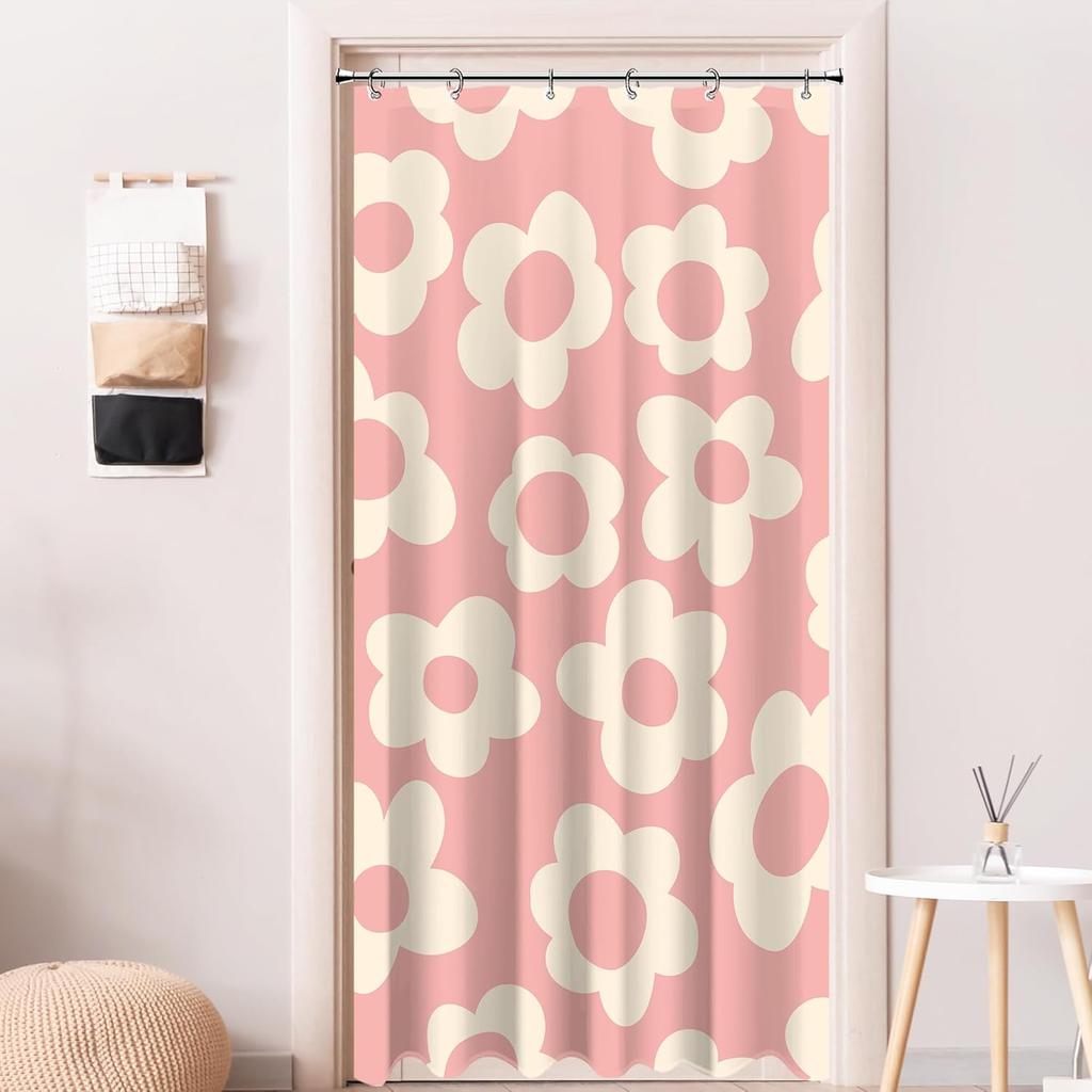Tenda Doccia Floreale Astratta Carina Retrò Nera per Bagno Estetica Vintage Amabile Anni '70 Divertente Decorazione Vasca da Bagno