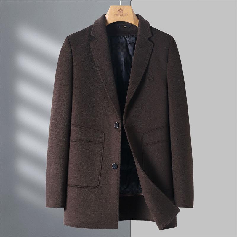 New Wool Coat for Men's Mid-length Winter Thickened Warm Daddy Double-sided Wool Coat Down Jacket