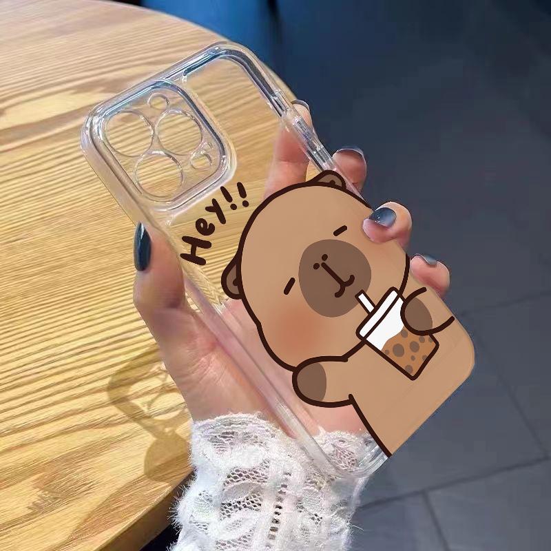 Drink Capybara Phone Case for iPhone 17 Air 16 15 14 13 12 11 Pro Max Plus Mini Xs X 8 7 Soft Transparent Cover Fundas Accessory