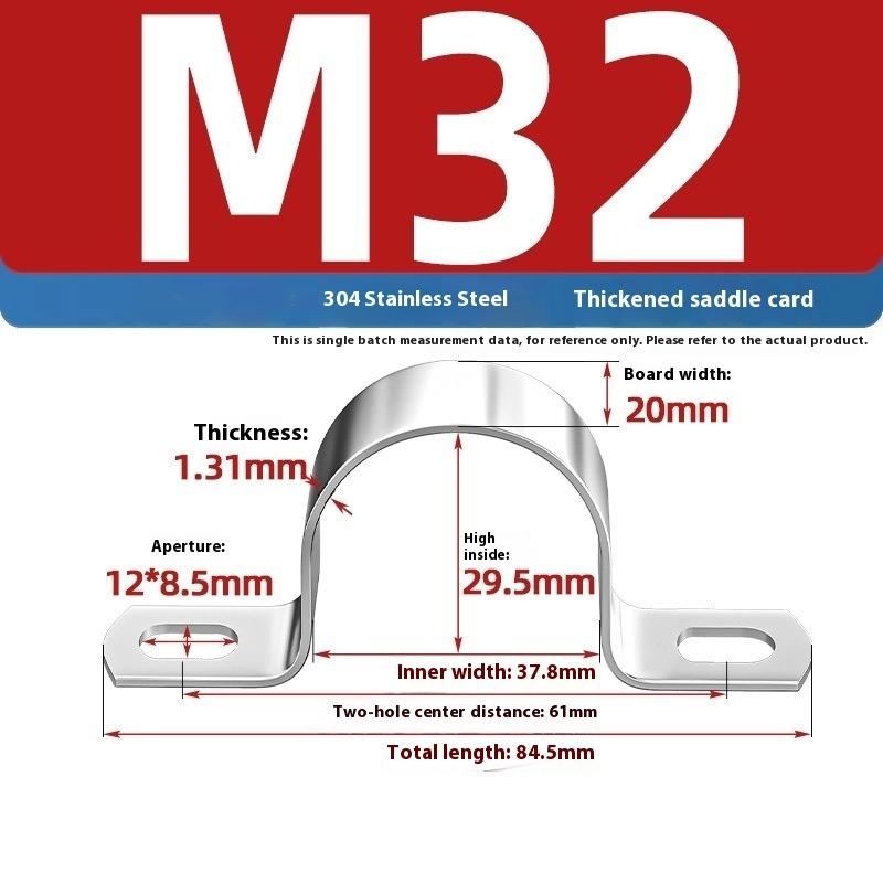 Zesílená U-třmenová sedlová svorka Nerezová ocel Koňský hřbet Drátěné hrdlo Obruč Klipy pro upevnění kabelů Použitelné pro potrubí OD 8-200 mm