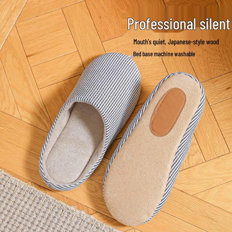 U-Tone Japanische Geräuschlose Baumwollpantoffeln mit Weicher Sohle für Damen und Herren