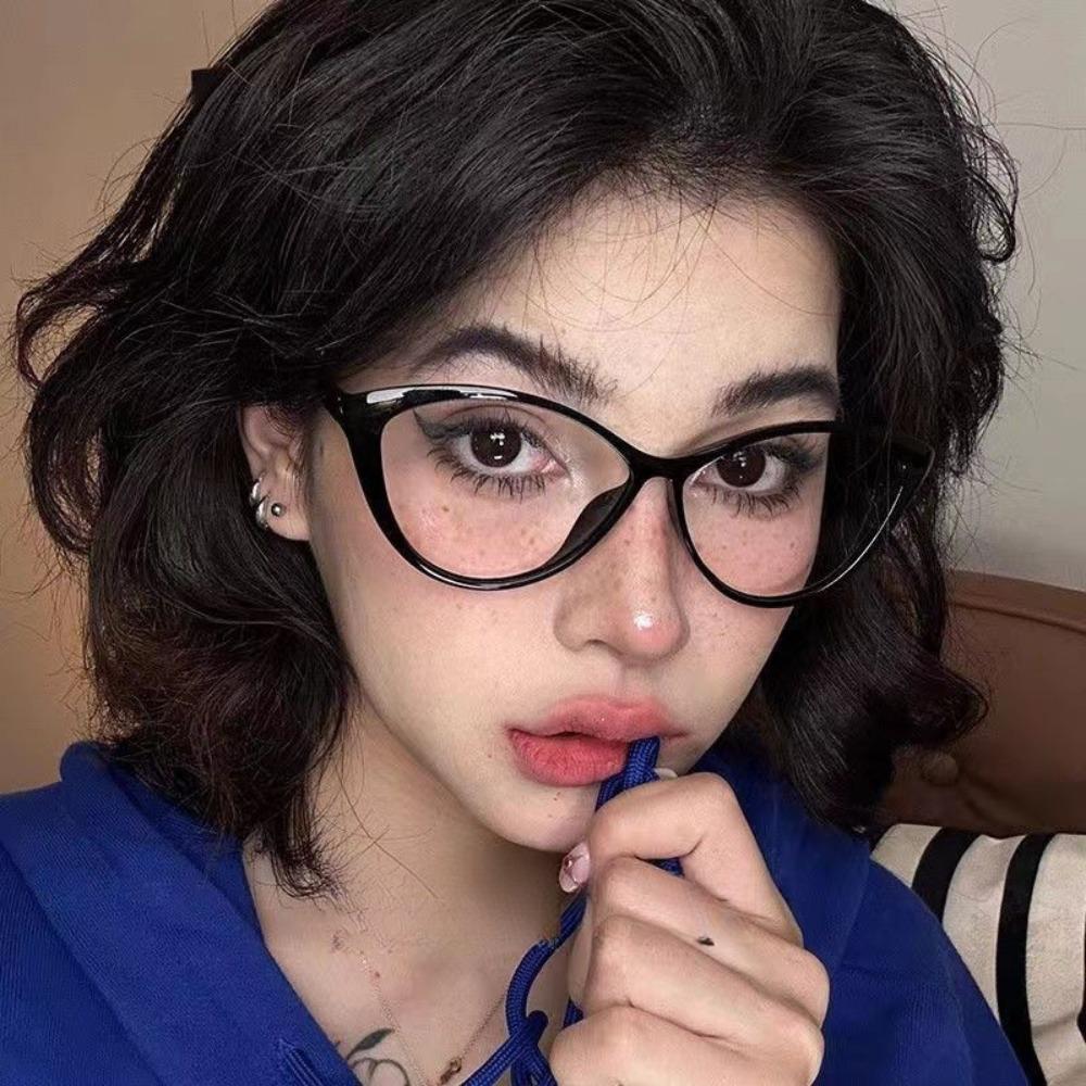 Damen Vintage Cateye Myopiebrille Mode Blaulichtfilter Transparente Brille Großer Rahmen Lesebrille Computerbrille