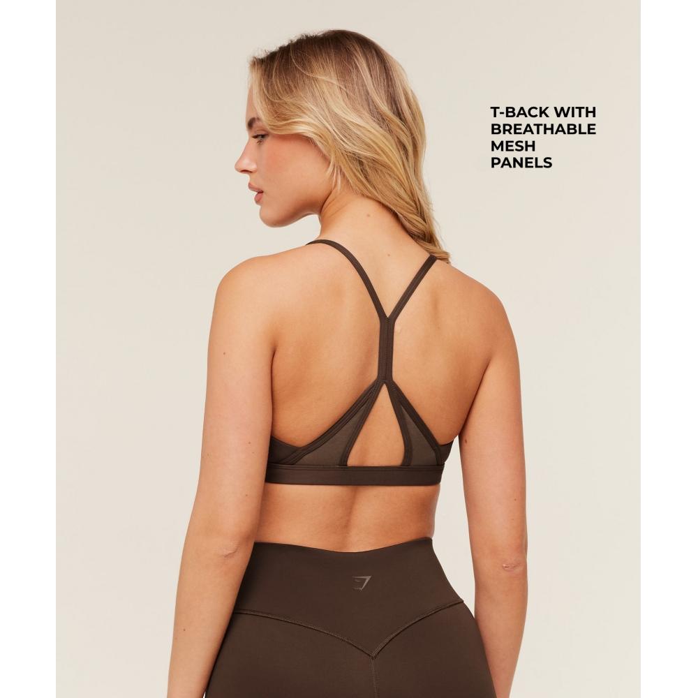 Gymshark Flow Light Support Sports Bra Archive Brown B4c1u Nby8