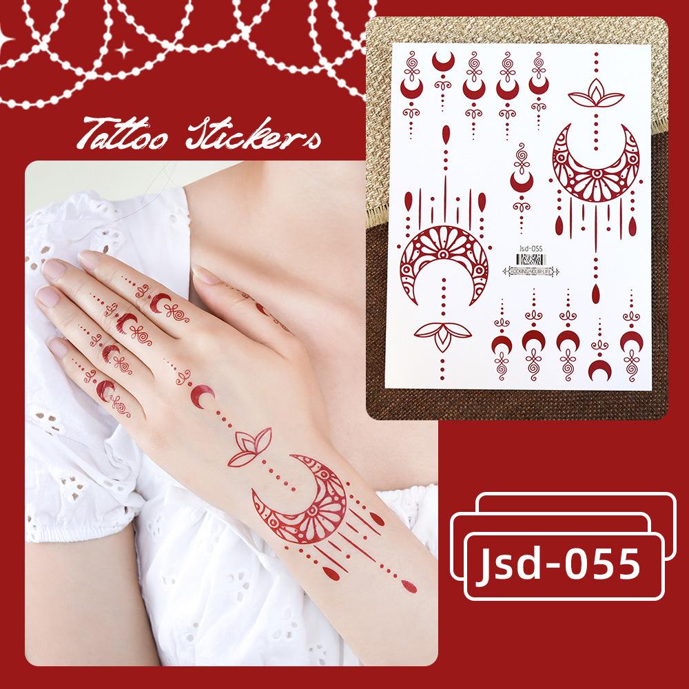 Whitening Red Henna Lace Mandala Flower Waterproof Temporary Tattoo Stickers for Women