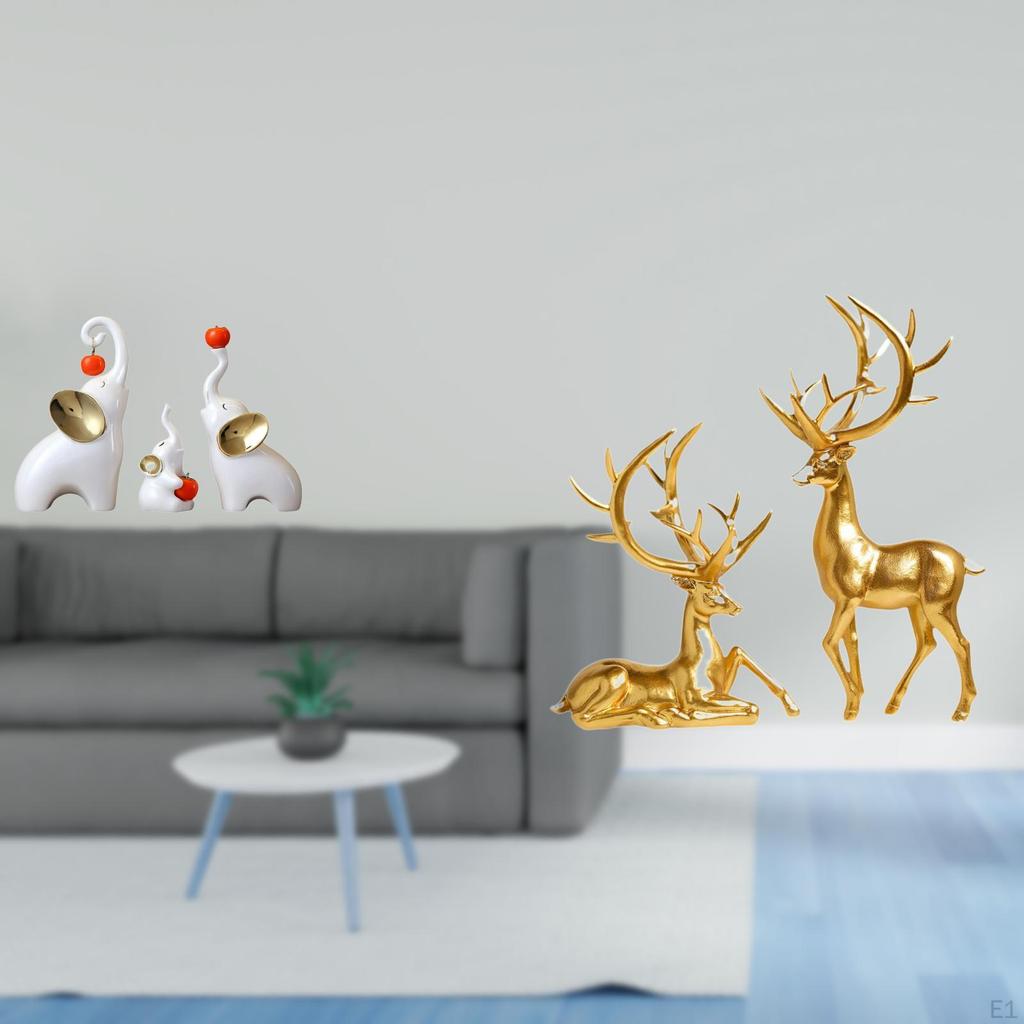 And Deer Family Sculptures Collection Animal Figurines Decorative Resin Statues for Living Room