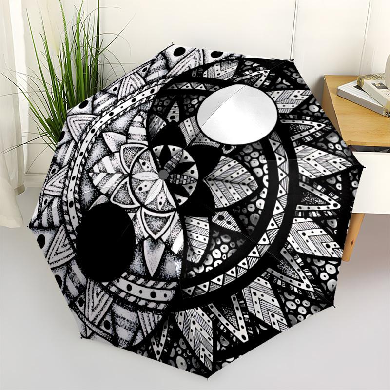1pc Mandala Artwork Automatic Folding Umbrella. casual outdoor accessory, for all seasons yy250924058