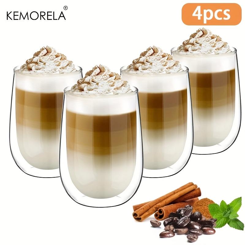 KEMORELA 2/4PCS Double Cup Latte Macchiato Glass For Coffee Cup Latte Ice Cream American Coffee Juice Beer Restaurant Drinkware