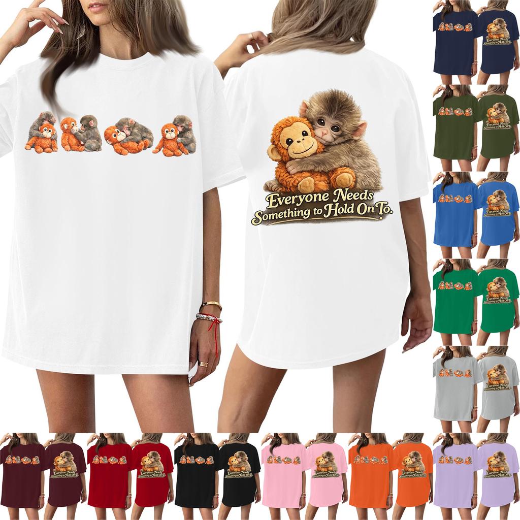 Women's Round Neck Printed Short-sleeved T-shirt Top