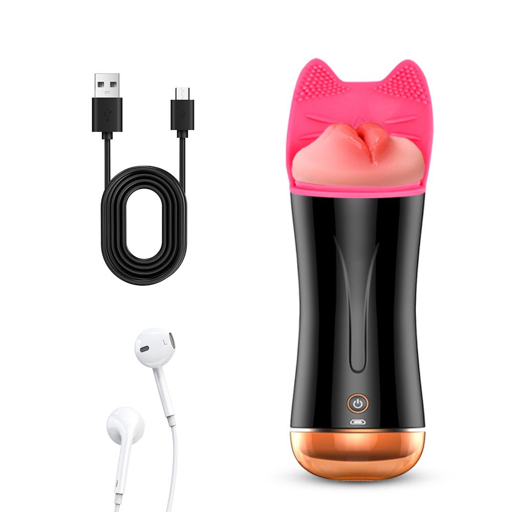 2 In 1 Automatic Masturbator Cup For Men Real Blowjob Machine Man Real Vagina Silicone Vibrator Masturbation Male Adult Sex Toy