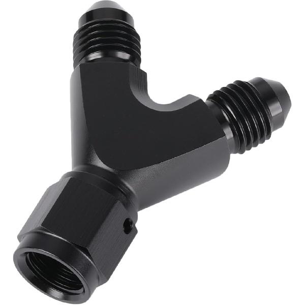 4AN Female to Dual 4AN Male Y Block Fitting Splitter Adapter Union Aluminum Black