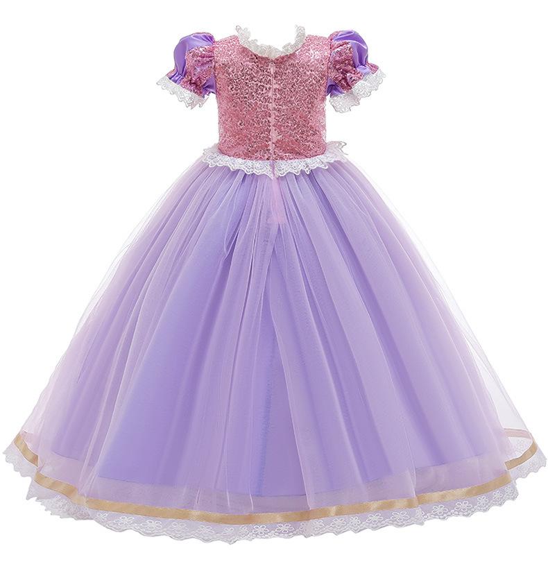 2023 Locika Dívčí Princeznovské Šaty Dětská Párty Cosplay Kostým Fialové Dlouhý Rukáv Síťované Maškarní Šaty Halloween Dětská Tylová Sukně