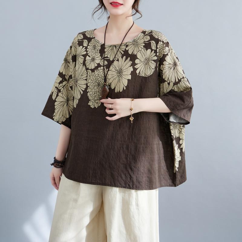DIMANAF 2026 Plus Size New T-Shirt Women Print Loose Casual Casual Lady Tops Tees Shirts Oversize Summer