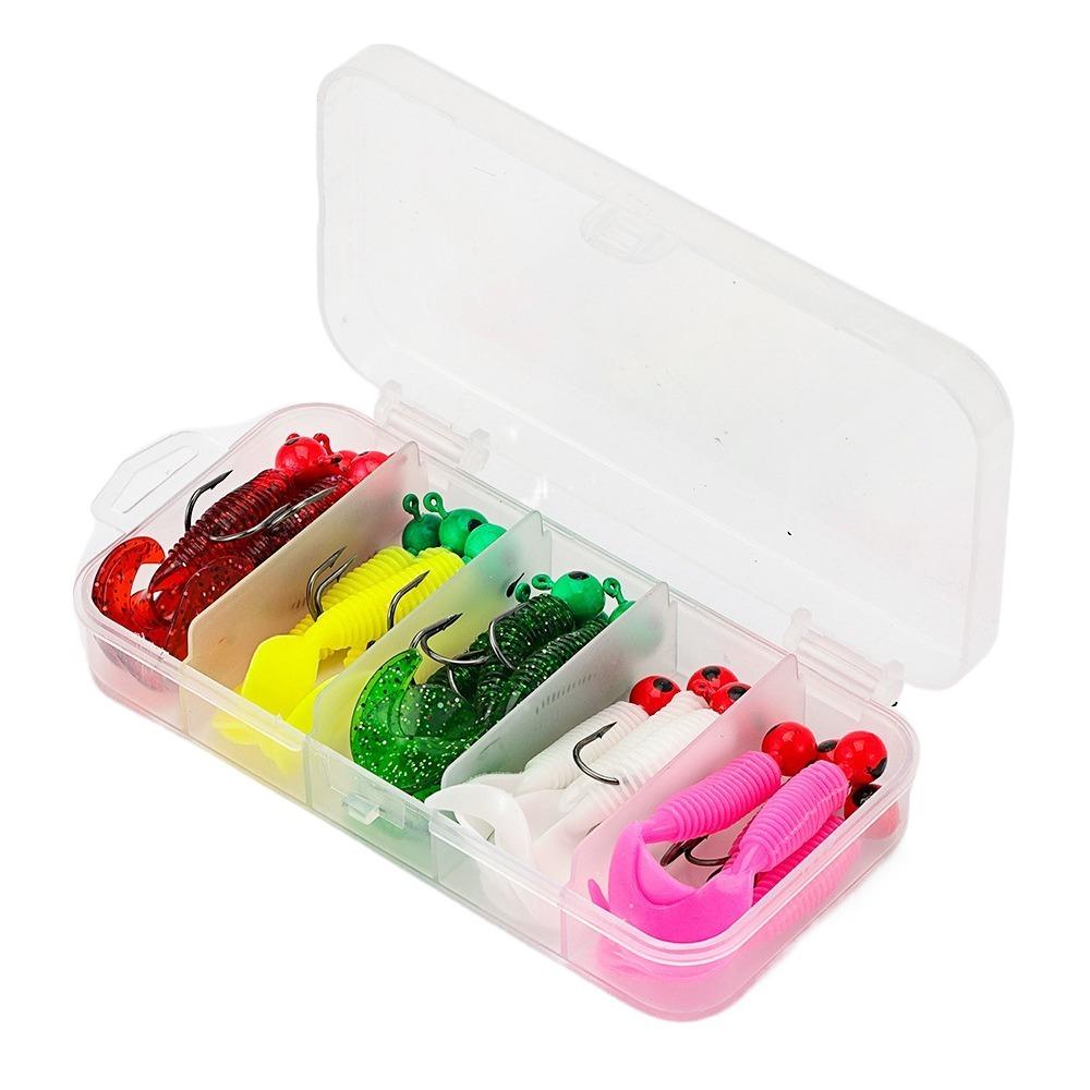 Tackle Box Soft Fishing Lures Kit Hook Set Silicone Soft Lures Hooks  Fishing Accessories