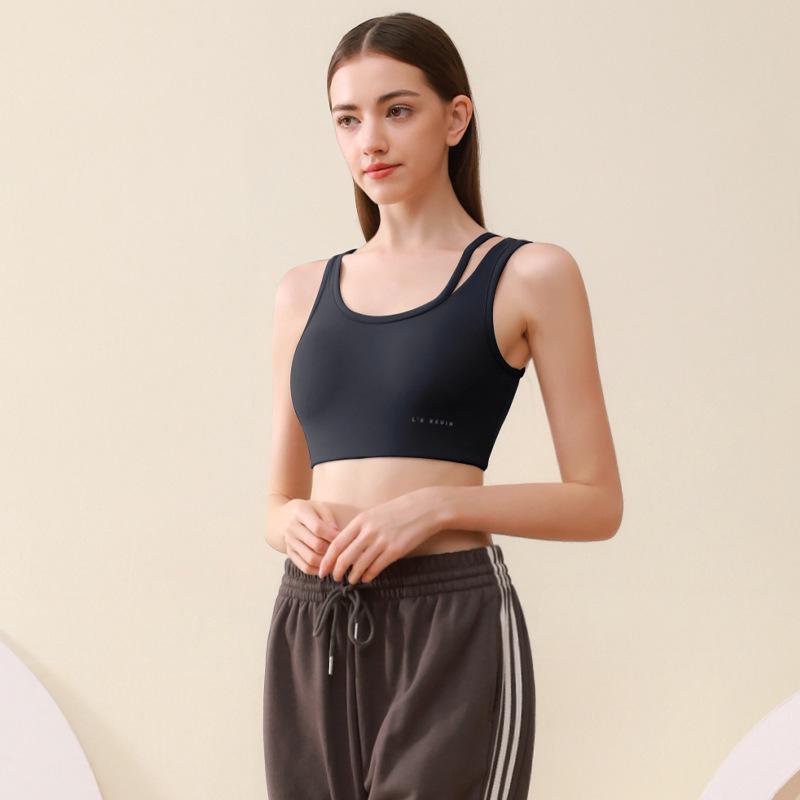 

Спортивный бюстгальтер с высокой степенью поддержки и боковой поддержкой для бега и йоги Medium чёрный