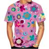 Summer Round Neck 3D Colorful Flower Print Top Fashionable Casual Hawaiian Vacation Style Short Sleeved Men's T-shirts