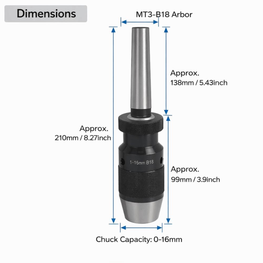 MT3-B18 Taper Arbor Lathe Chuck 1-16mm Capacity Drill Press Chuck  Drilling Machines