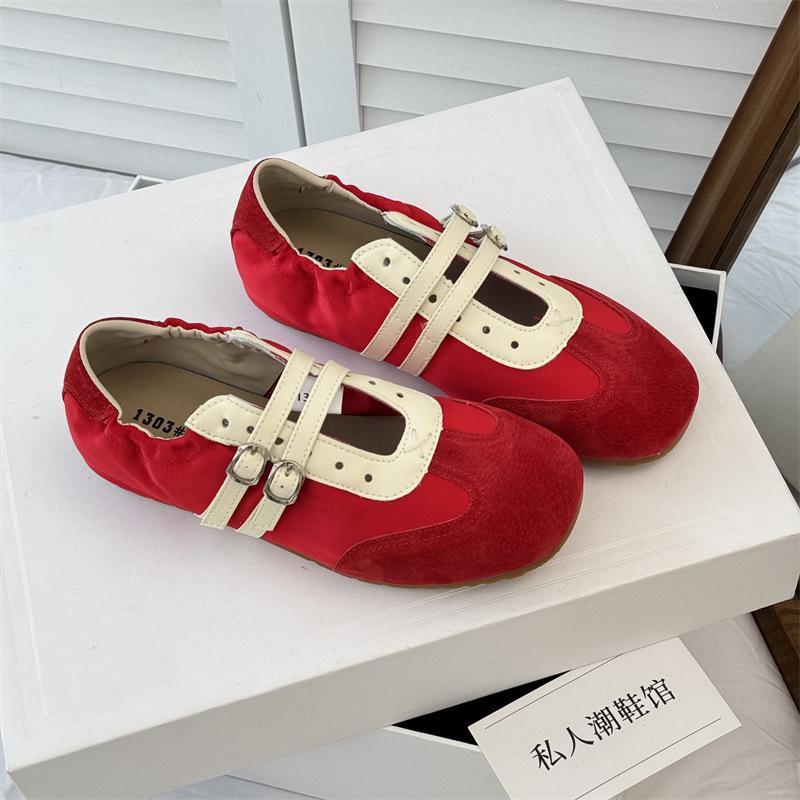 

Кожаная версия~ Летние новые туфли Мэри Джейн в стиле ретро на плоской подошве, универсальная повседневная обувь для женщин 40