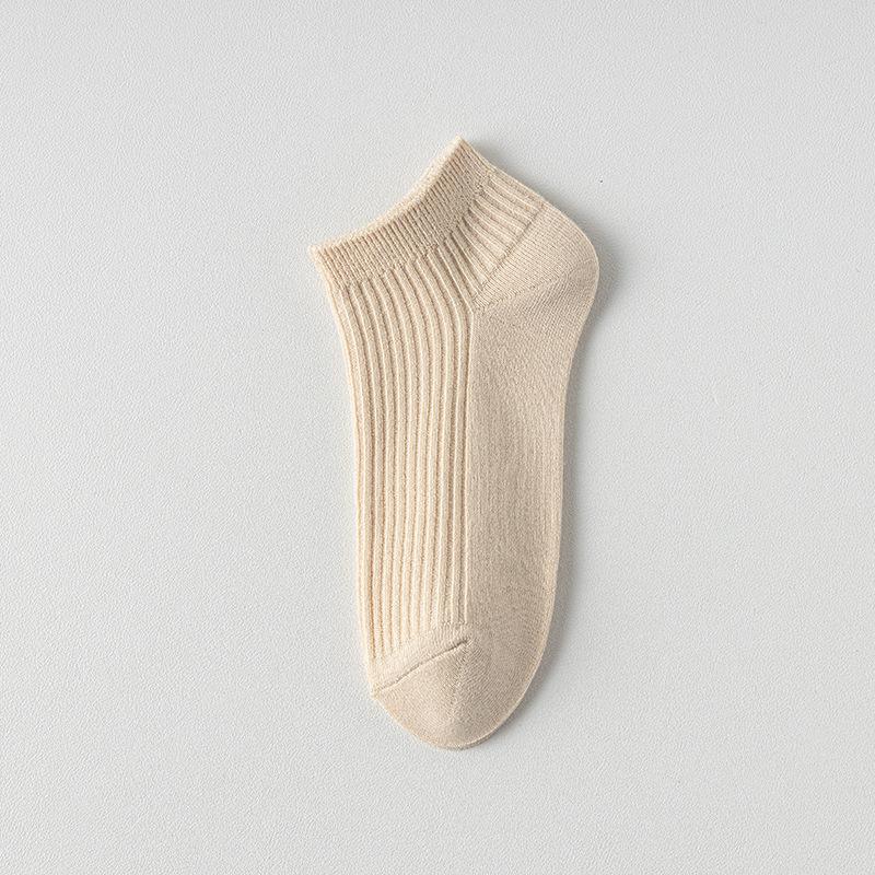 

Female Summer Thin Pure Color All Go Simple Double Needle Boneless Boat Socks 1 pair телесный