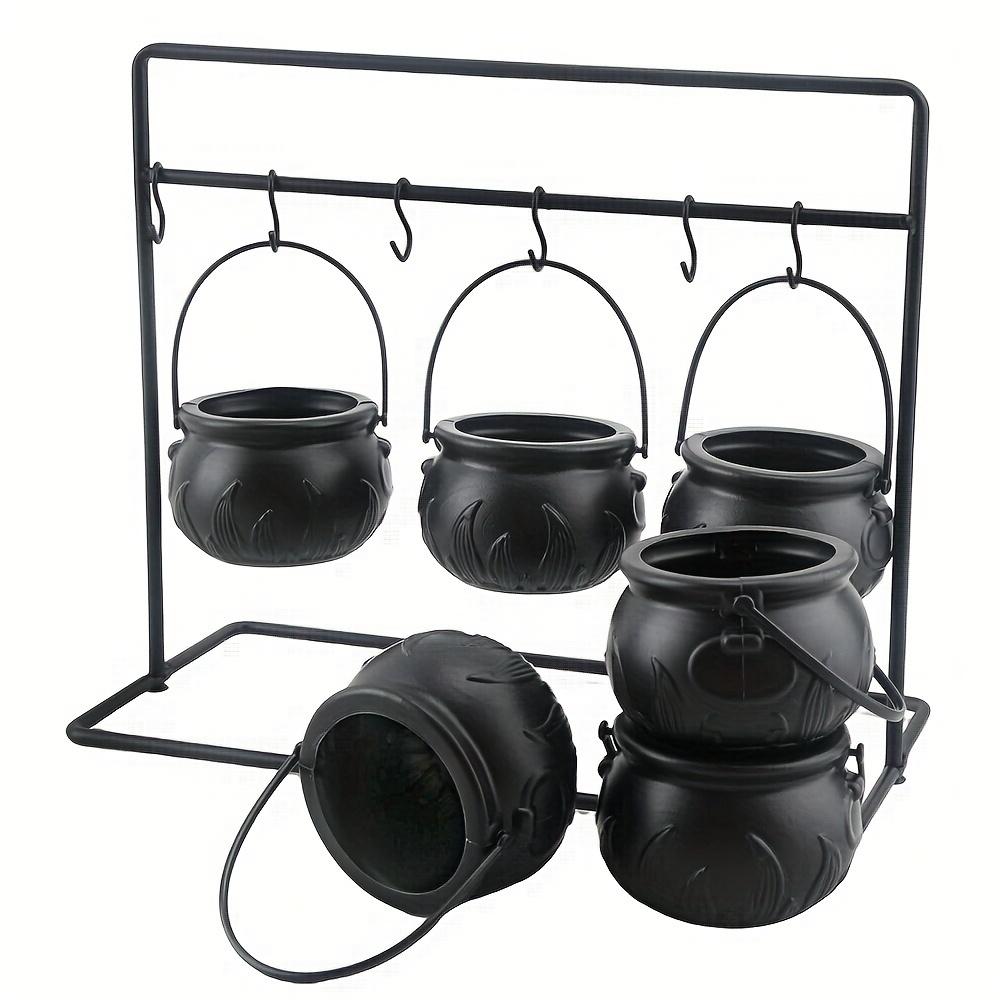 6pcs Mini Cauldron Novelty Candy Kettles Halloween Black Cauldrons Wizard Jar & Bowl Witches Pot Party Favors Tabletop Display