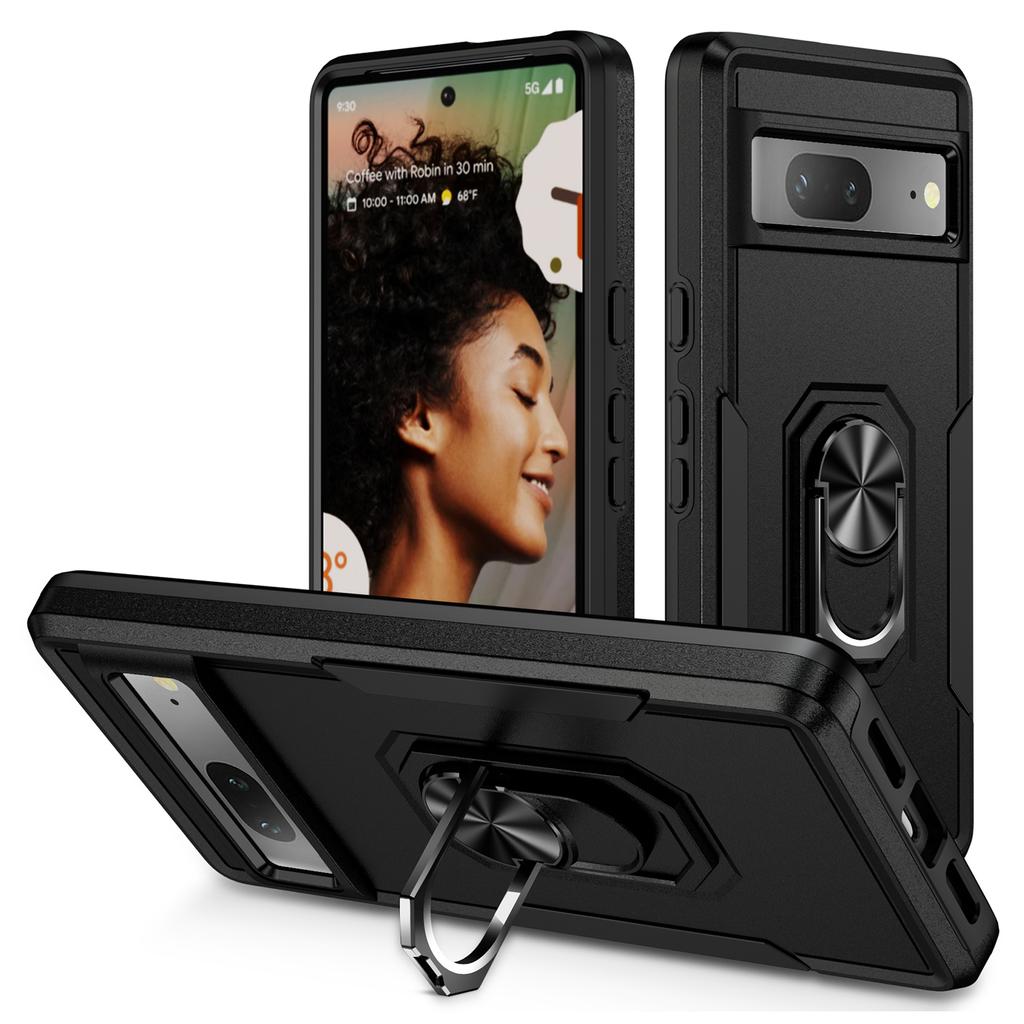 For Google Pixel 7 5G Case Military Grade Ring Kickstand PC+TPU Phone Cover
