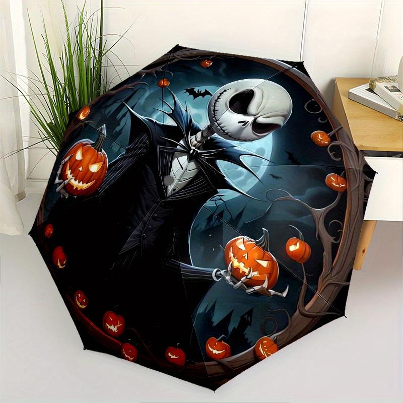 

Jack Skellington,Halloween Automatic Opening and Closing Umbrella - 8-rib Reinforced Folding Design, Lightweight and Portable, Suitable for