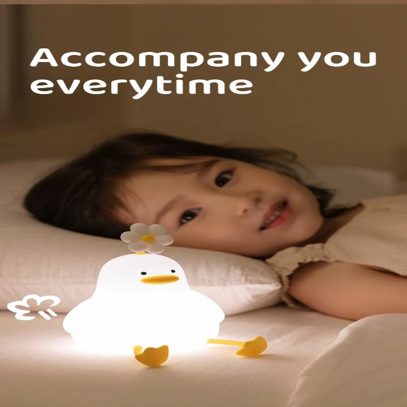 1Pc Cute Duck Led Night Light USB Rechargeable Nightlights Silicone Lamp Touch Switch Children Kid Bedroom Decoration Birthday Gift