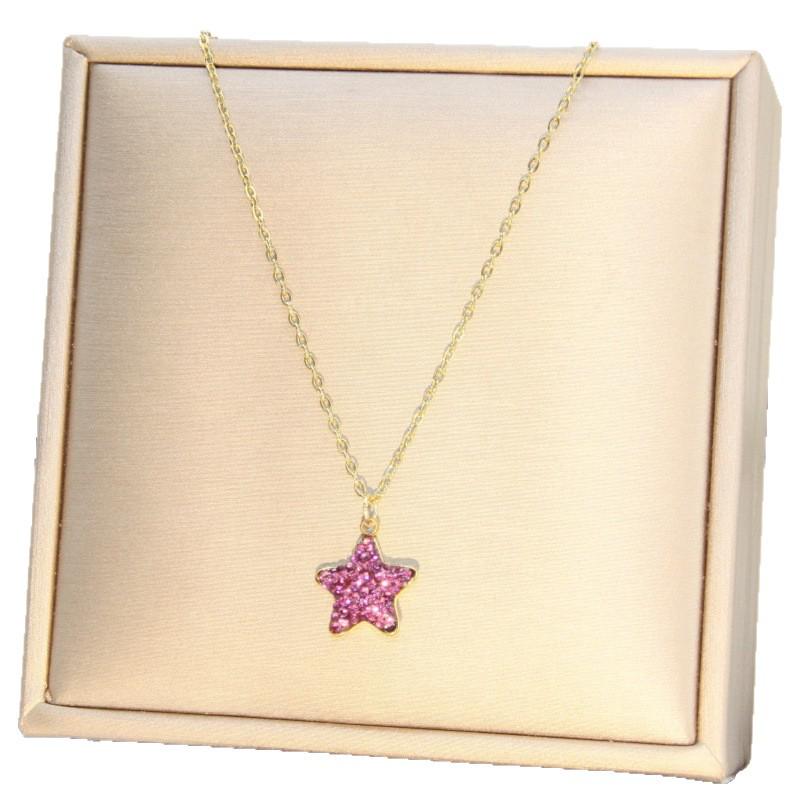 Stainless Steel Women's Luxury Diamond Star Pendant Necklace