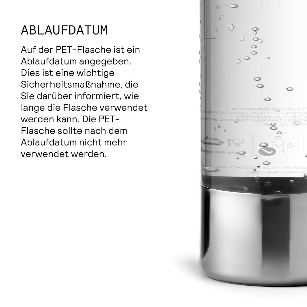 aarke Carbonator Replacement PET Bottles x PET Stainless Steel (800ml 2-pack) BPA-Free Bottles, Clear/Steel Silver,