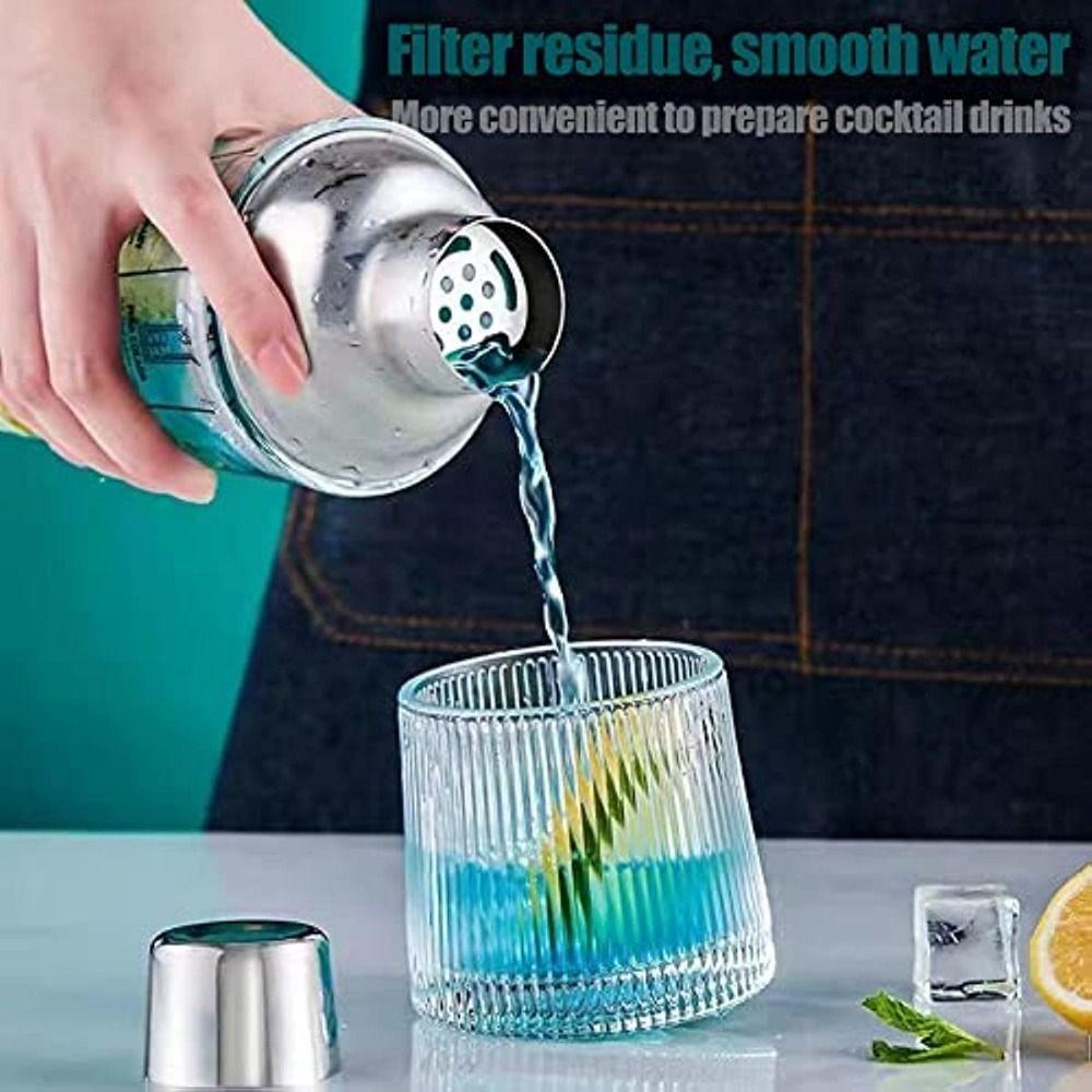 Scale Stainless Steel Glass Wine Mixing Bottle Cocktail Shaker Bartender Tools Measuring Jigger