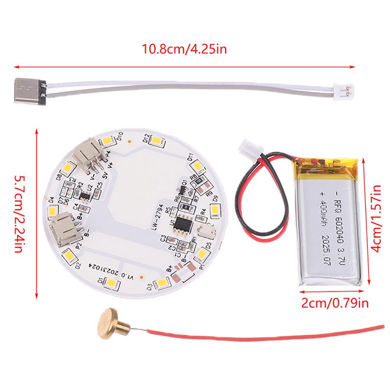 DC 5V Eingang Lichtquelle LED Lichtpanel 5W 57mm Dimmregler 3000K mit Berührungsschalter und Ladeanschluss Typ-C