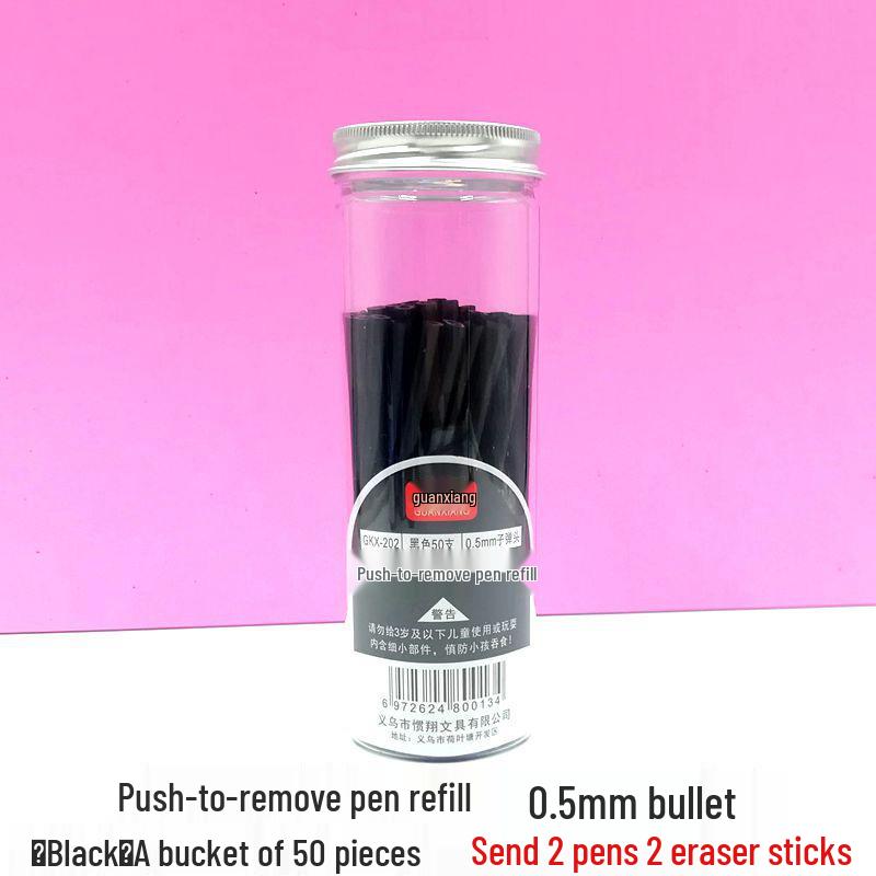 Press To Advance Friction Erasable Gel Pen Refill, 0.5mm Bullet Tip, Crystal Blue Black