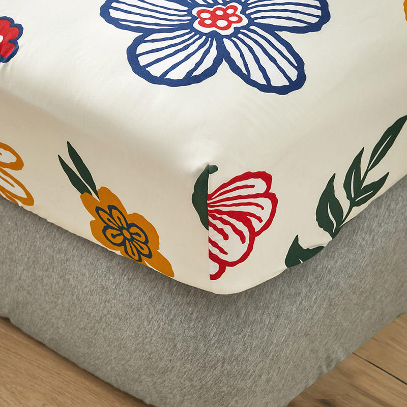 Smooth and Comfortable Queen Size Fitted Bed Sheet with Elastic Band King Size Bed Cover Floral Style Sabanas Cama
