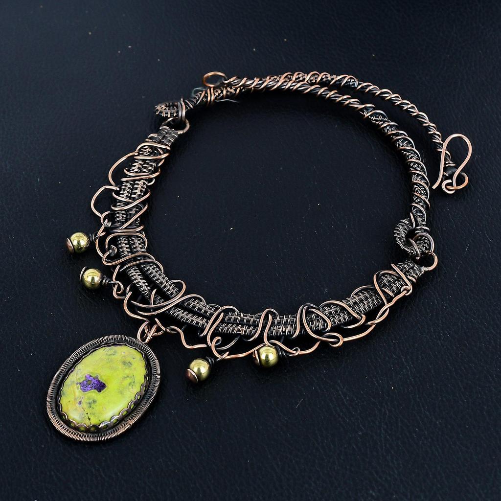 Stichtite 999 Copper Wire Wrapped Necklace Adjustable, Chain Necklace Handmade Gemstone, Gift For Mom Antique Jewelry