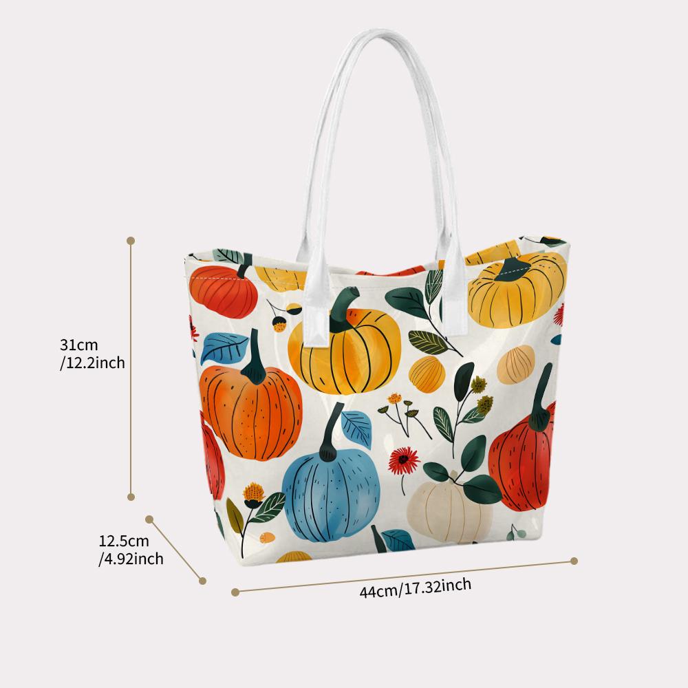 Autumn Pumpkin Print Tote Bag Casual Large Capacity Daily Shopping Shoulder Handbag for Women