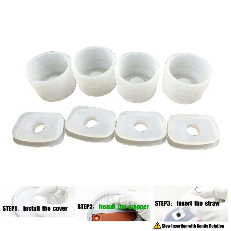 8Pieces Silicone Spill Proof-Stopper Set Leak-Stopper for Cup Straw Cover Cap Square Spill-Stopper Round Leak-Stopper