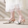 Fashion 2025 Summer Pointed Toe Stiletto Shallow Mouth Women's High Heels Fashion Solid Color One-Line Buckle Ladies Baotou Sandals