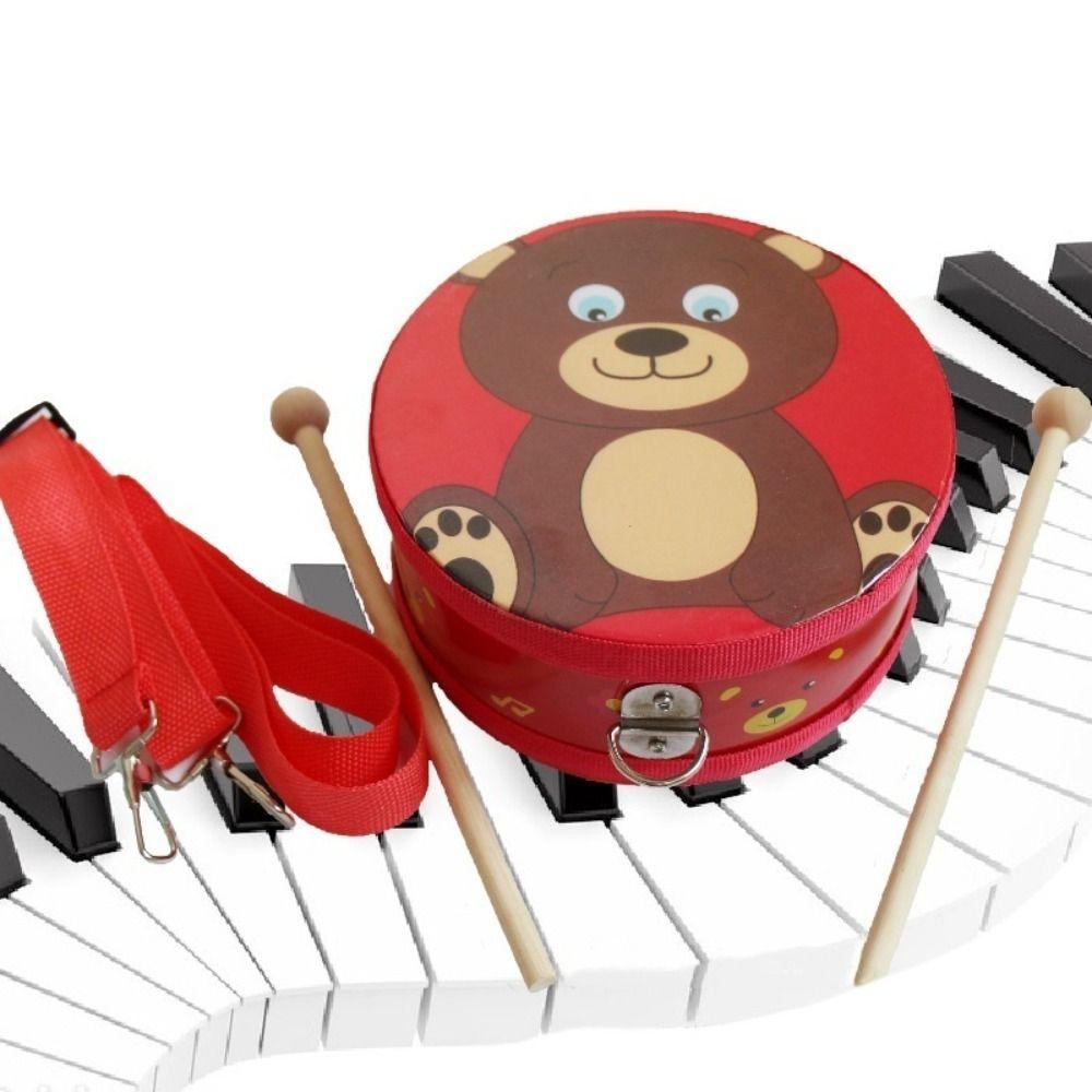 Animal Pattern Musical Instrument Toy Wooden Kids Hand Drum Children's Drum Toy  Percussion