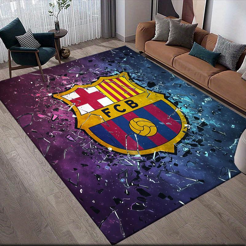 Tappeto Quadrato a Fantasia Flanella Futbol Club Barcelona, Tappeto da Area, Tappeto per Soggiorno Camera da Letto Divano Sala Giochi Decorazione, Tappetino Antiscivolo